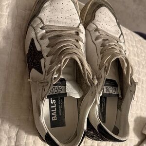 Golden Goose White Sneakers with Black Star